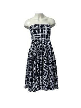Pretty Young Thing Strapless Black White Plaid Fit & Flare Dress Small